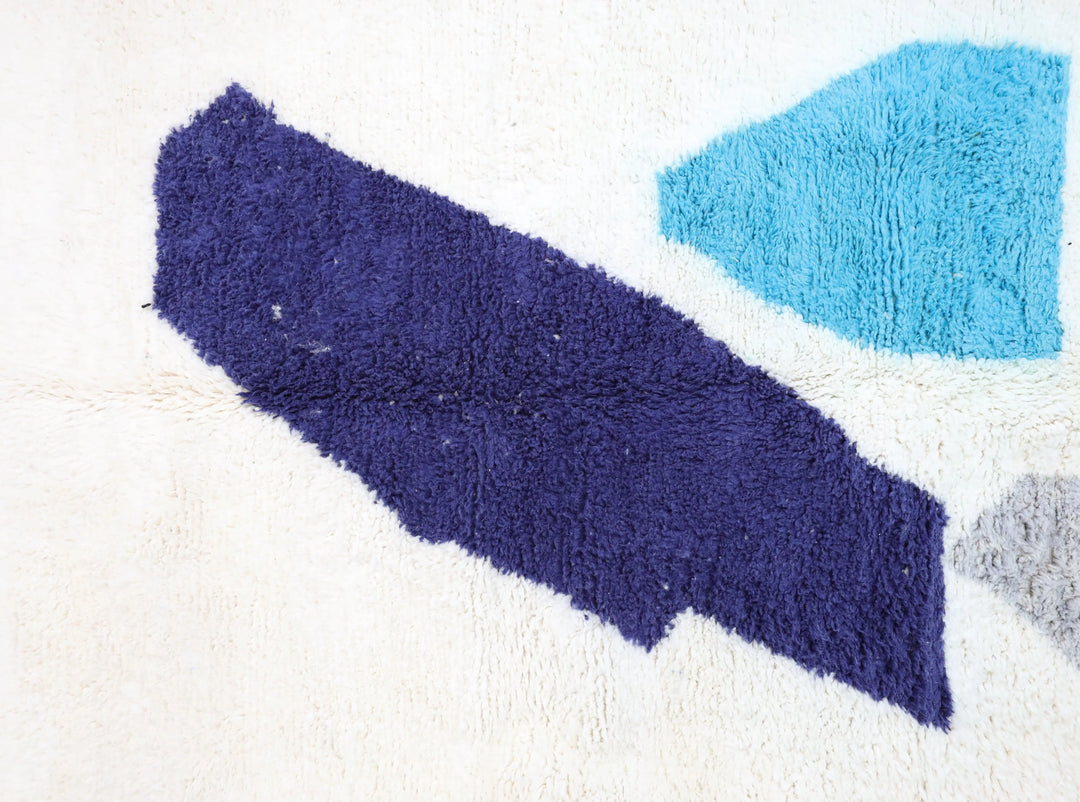 Ivory & Blue Beni Custom Moroccan Rugs Made craftilymarrakesh.com