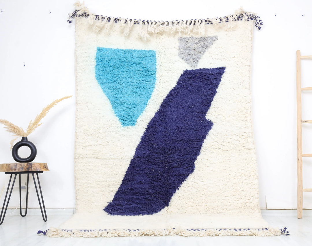 Ivory & Blue Beni Custom Moroccan Rugs Made craftilymarrakesh.com