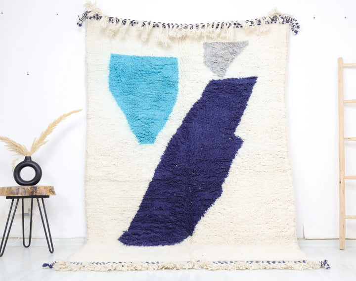 Ivory & Blue Beni Custom Moroccan Rugs Made craftilymarrakesh.com