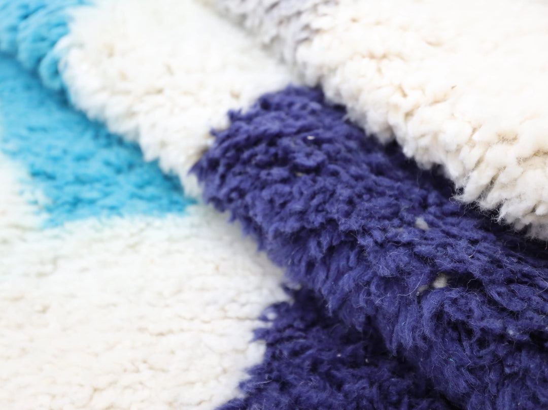 Ivory & Blue Beni Custom Moroccan Rugs Made craftilymarrakesh.com