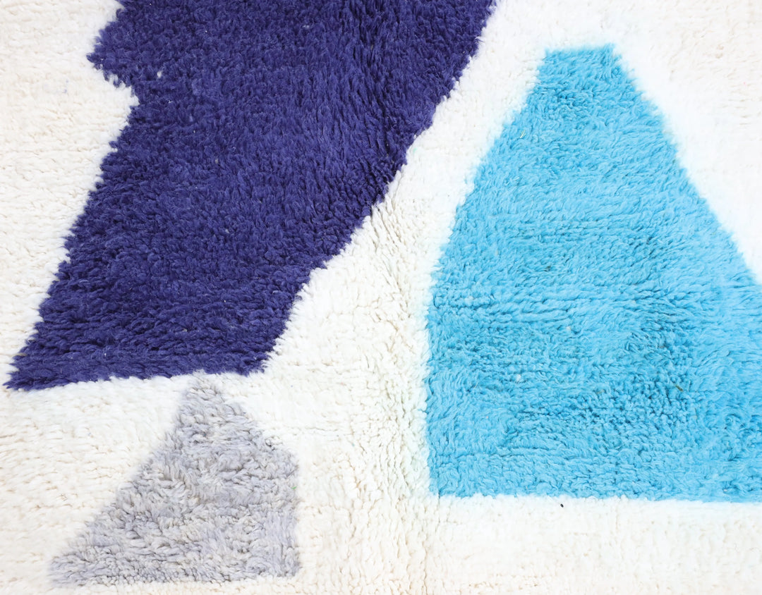 Ivory & Blue Beni Custom Moroccan Rugs Made craftilymarrakesh.com