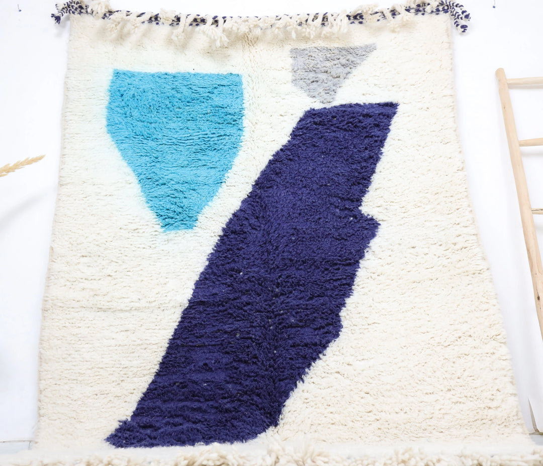 Ivory & Blue Beni Custom Moroccan Rugs Made craftilymarrakesh.com
