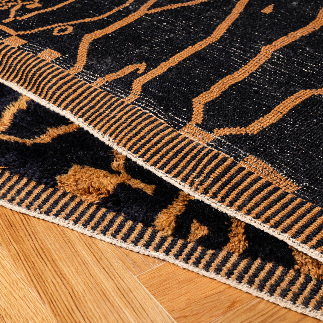 Golden black Custom Moroccan Rugs Made