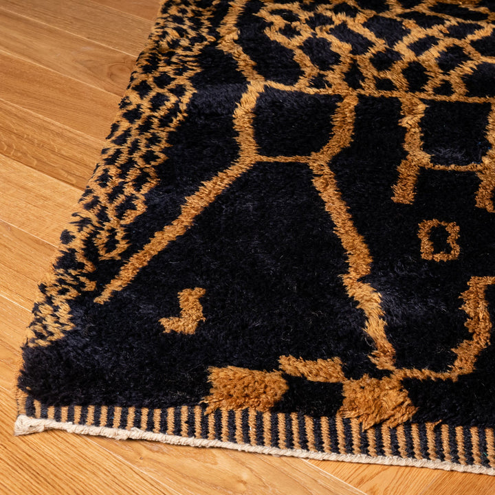 Golden black Custom Moroccan Rugs Made