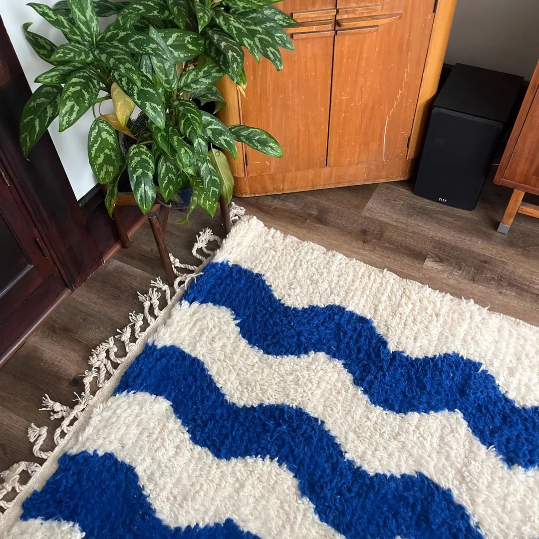 Zigzag Blue Custom Moroccan Rugs Made