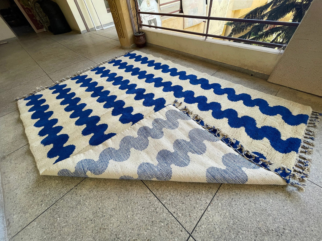Zigzag Blue Custom Moroccan Rugs Made