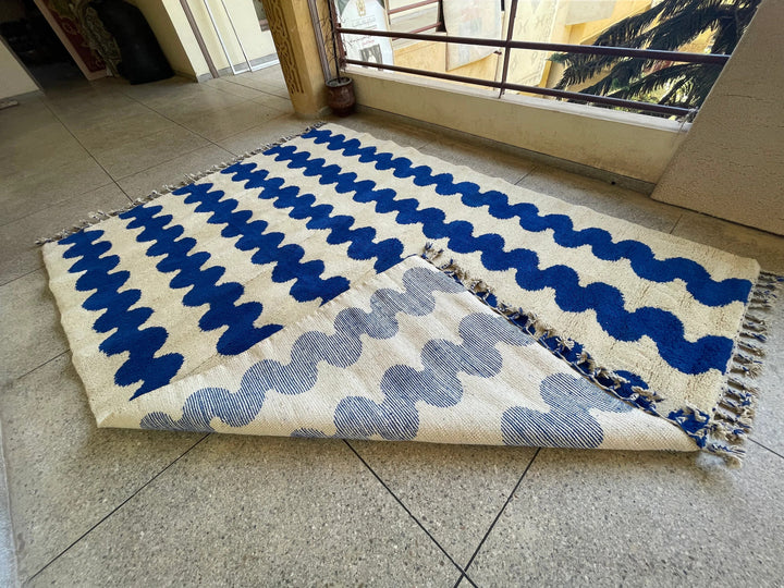 Zigzag Blue Custom Moroccan Rugs Made