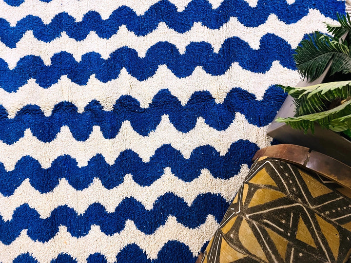 Zigzag Blue Custom Moroccan Rugs Made