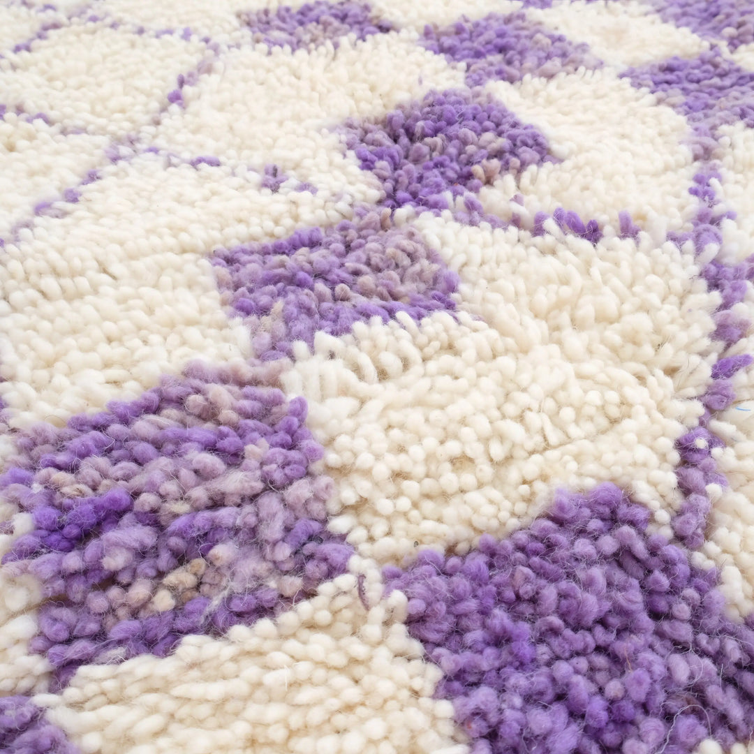 Purple Checkered Moroccan Rugs Made craftilymarrakesh.com