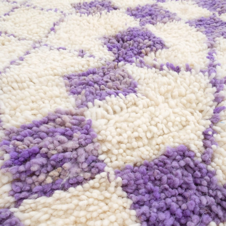 Purple Checkered Moroccan Rugs Made craftilymarrakesh.com
