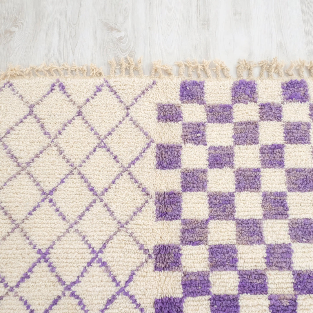 Purple Checkered Moroccan Rugs Made craftilymarrakesh.com