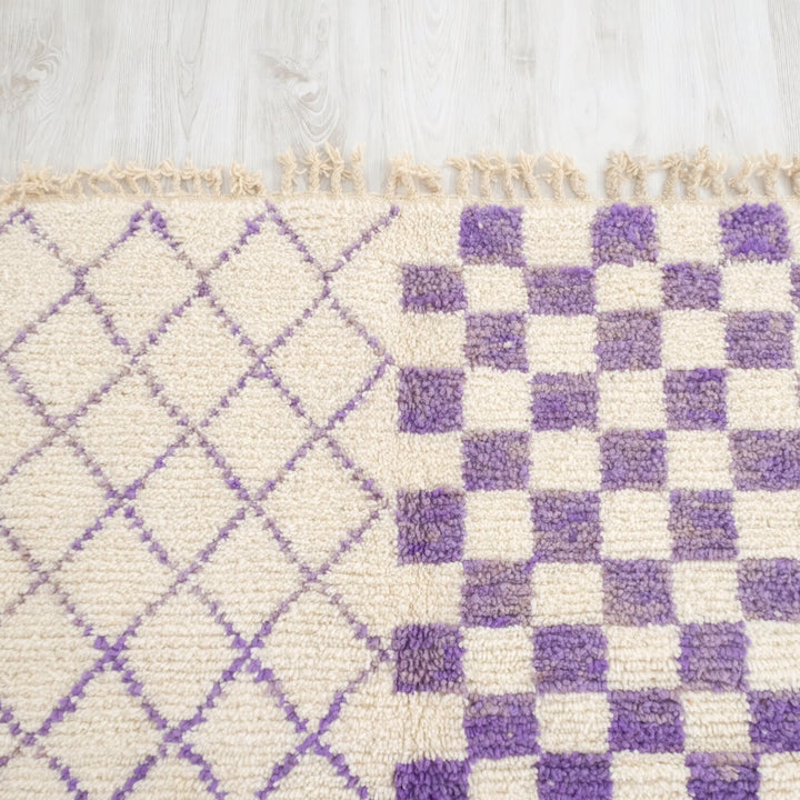 Purple Checkered Moroccan Rugs Made craftilymarrakesh.com