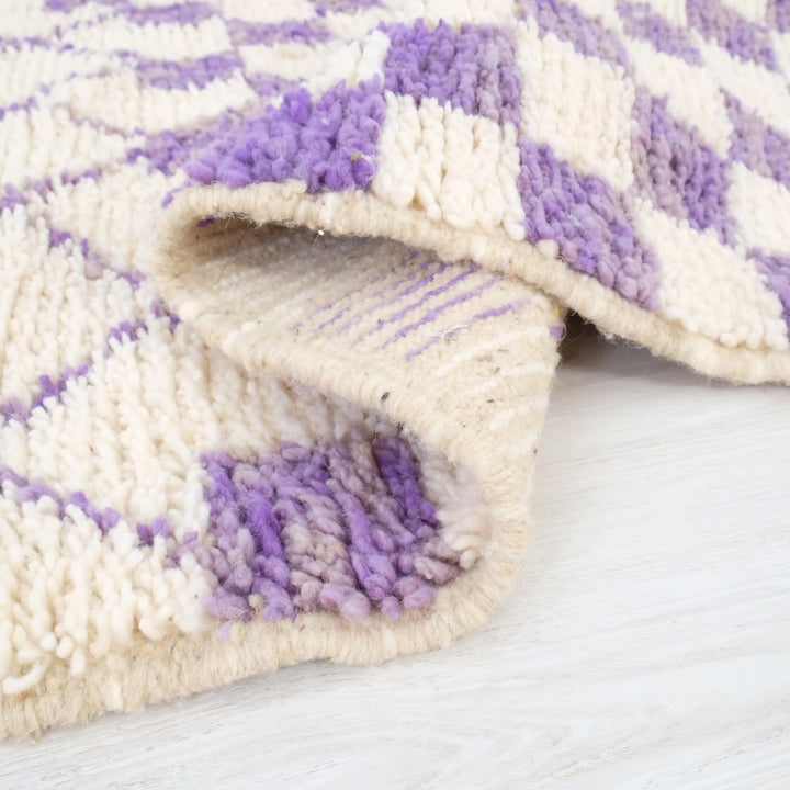Purple Checkered Moroccan Rugs Made craftilymarrakesh.com