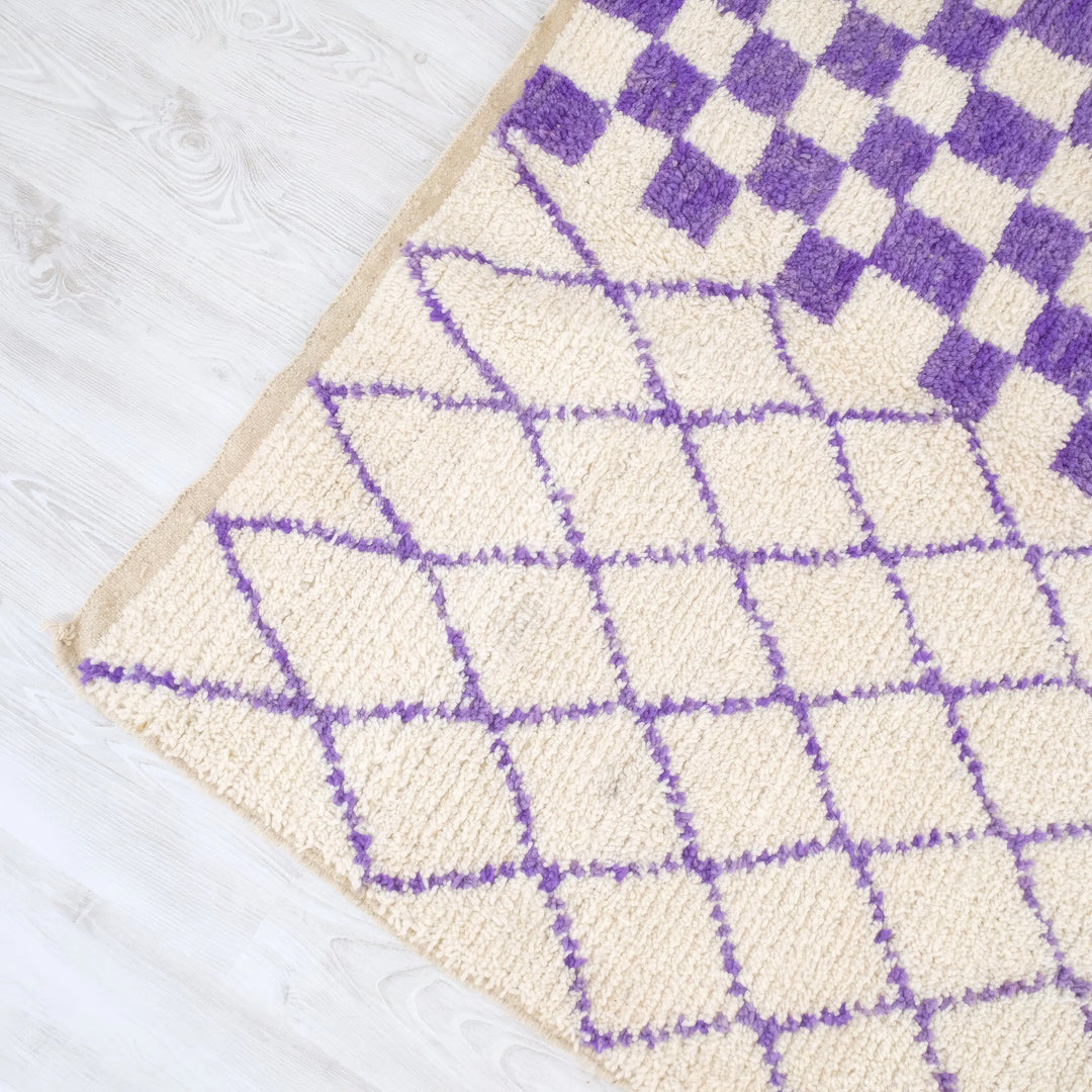 Purple Checkered Moroccan Rugs Made craftilymarrakesh.com