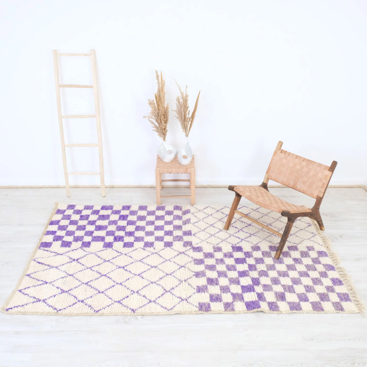 Purple Checkered Moroccan Rugs Made craftilymarrakesh.com