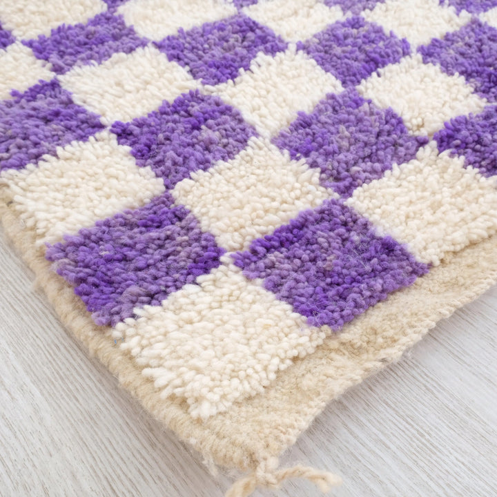 Purple Checkered Moroccan Rugs Made craftilymarrakesh.com